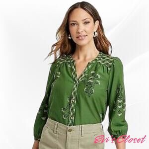 Knox Rose Emerald Green Women's Blouse Sz M